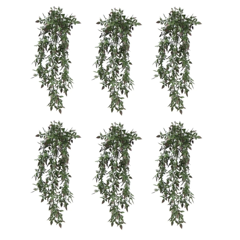Image of N/A Pack of 6 x Hanging UV and Fire Resistant Artificial Angel Plant 76cm