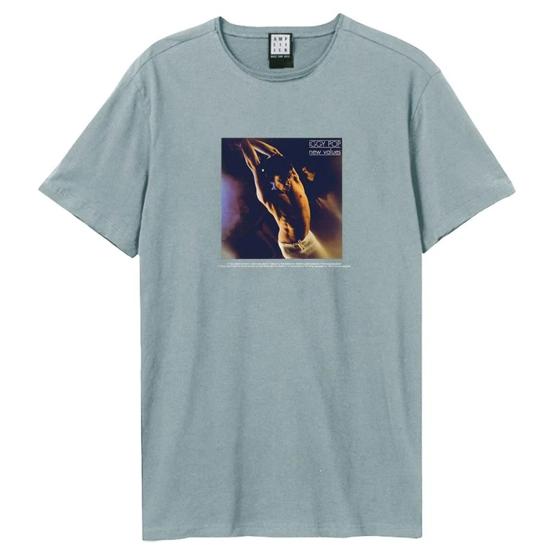 Image of Amplified Amplified Men New Values Iggy Pop Back Print T-Shirt in Pale Blue Size: X-Small Pale Blue XS Male 5063574714914