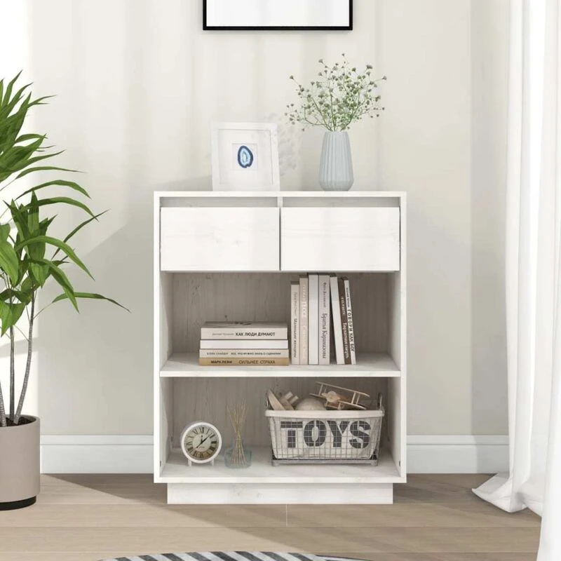 Image of VIDAXL Console Cabinet White 60x34x75cm Solid Wood Pine Vidaxl 8720286904732