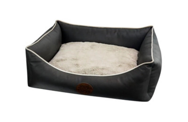Image of Snug & Cosy Pets Snug And Cosy Tuscany Slate Faux Leather Rectangle Dog Bed Medium