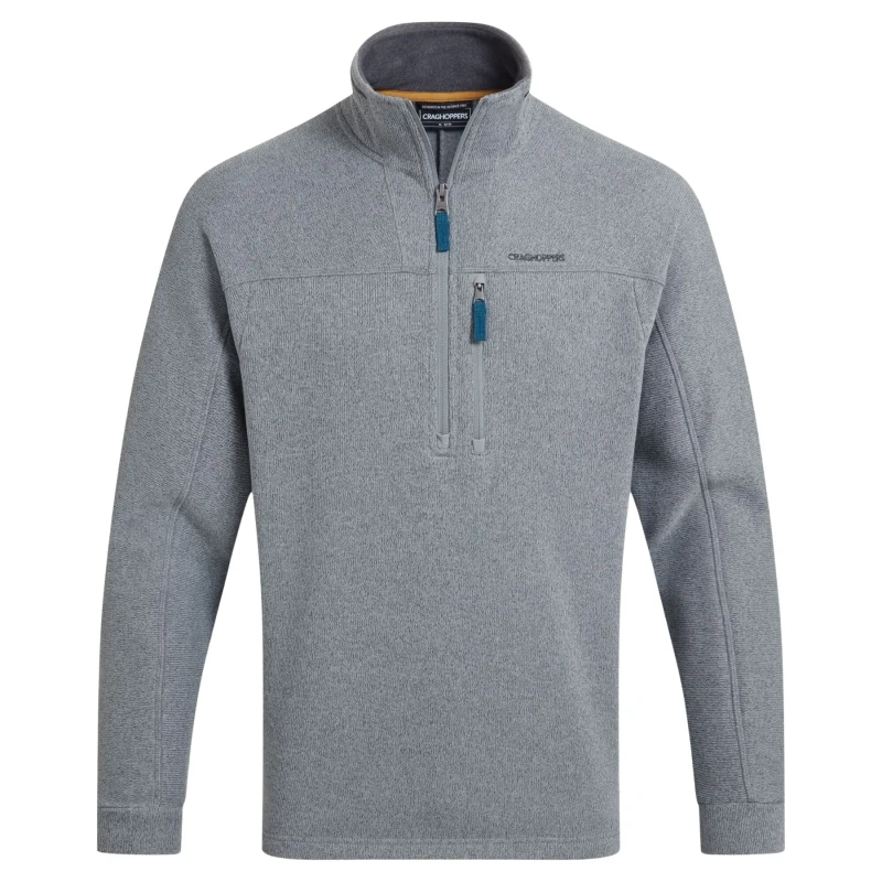 Image of Craghoppers Craghoppers Men Torney Half-Zip Knit-Look Insulating Active Fleece in Light Grey Size: Medium Light Grey M Male 5063260131230