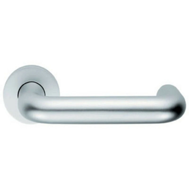 Image of Loops PAIR 22mm Round Bar Safety Lever on Round Rose DDA Compliant Satin Aluminium Multi