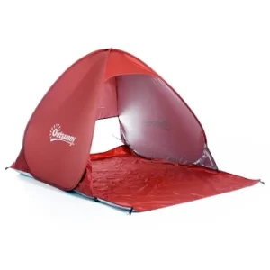 Image of Outsunny Pop-up Portable Beach Tent-Red