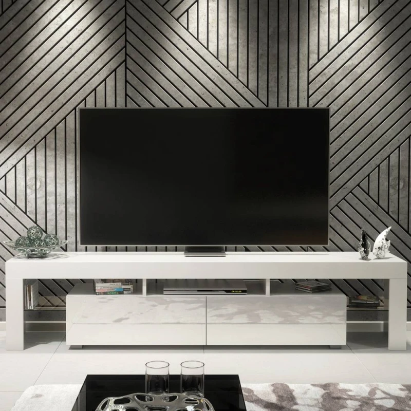 Image of Creative Furniture Nova TV Unit 200cm - White with Gloss Doors White Unisex