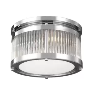 Image of IP44 3 Bulb Flush Light Secure Glass Tube Shades in Rows Chrome LED G9 3.5W