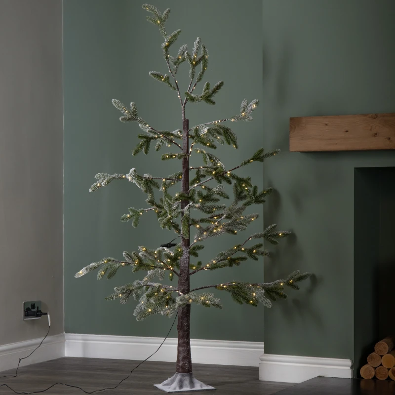 Image of 5ft (1.5m) Light up Green Snowy Noel Christmas Tree with Stand and Warm White LEDs