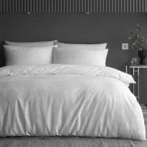 Image of Content by Conran Waffle Stripe 100% Cotton Duvet Cover and Pillowcase Set White