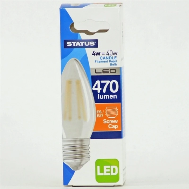Image of Status 4W Candle LED Pearl Filament Bulb - ES 4SFCESP1PKB8