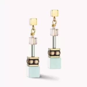 Image of Coeur De Lion DELUXE GEOCUBE Earrings Gold Amazonite Multicolour Gentle