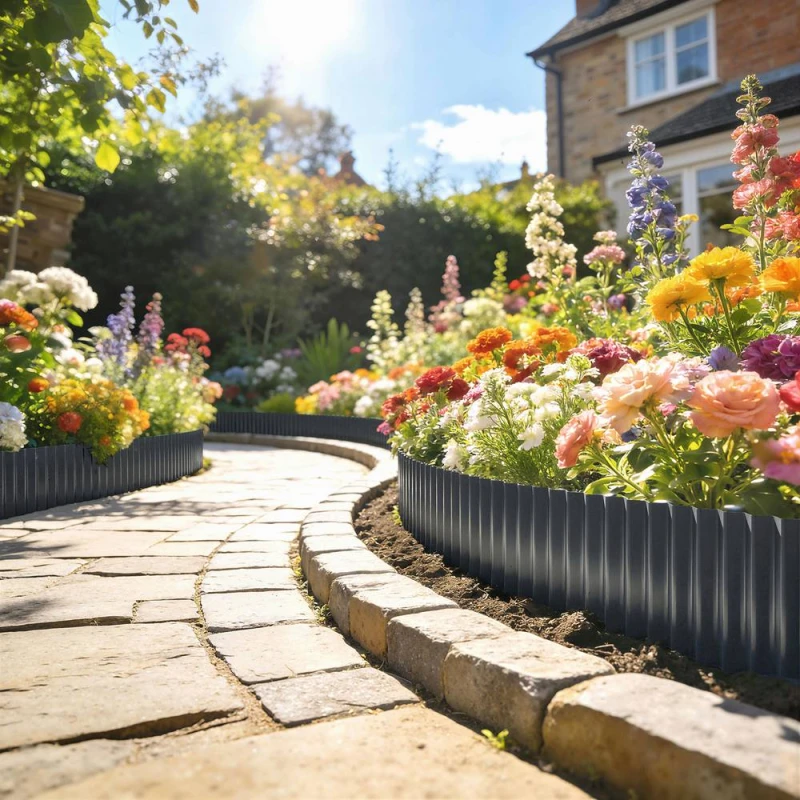 Image of OUTSUNNY Metal Lawn Edging Border, Garden Edging in Dark Grey Dark Grey Unisex