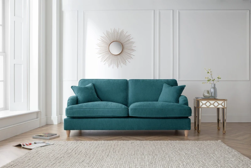 Image of The Great Sofa Company Orla 3 Seater Sofa Manhattan Navy in Emerald Emerald Unisex