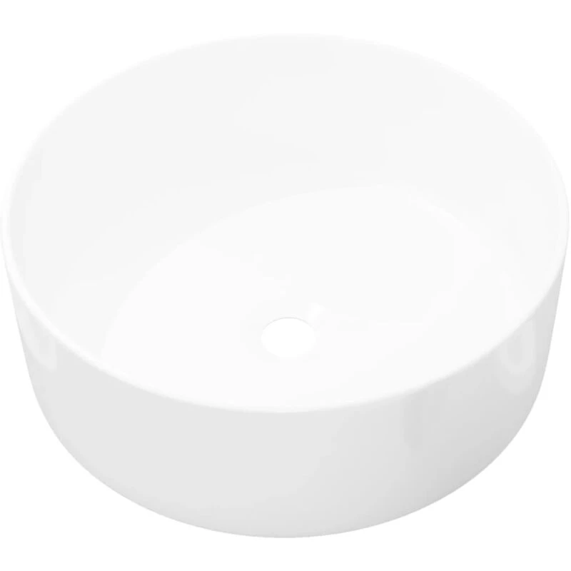 Image of vidaXL Basin Round Ceramic White 40x15cm Bathroom Cloakroom Countertop Sink