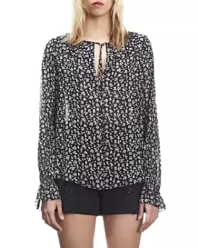 Image of The Kooples Printed Ruffled Top