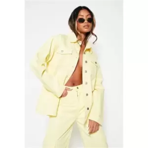 Image of I Saw It First Lemon Oversized Pocketed Denim Shirt - Yellow