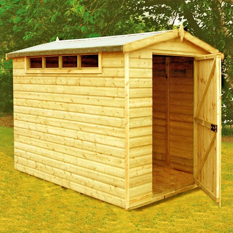 Image of Shires Security Apex Handmade Garden Shed Approx 8 x 6 Feet in Brown Brown Unisex