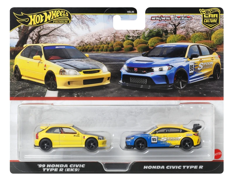 Image of Hot Wheels Premium 2-Pack 2025 Mix 2 99 Honda Civic Type R (EK9) & 24 Honda Civic Type-R