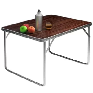 Image of Camping Table Wood Decor Aluminium 80x60x70cm Foldable