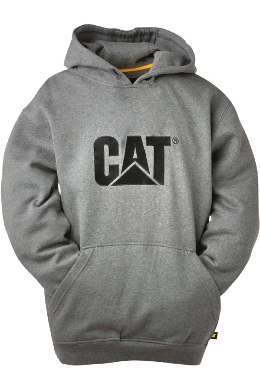 Image of Caterpillar Mens Trademark Hooded Sweatshirt in Grey Size: Large Grey Male L
