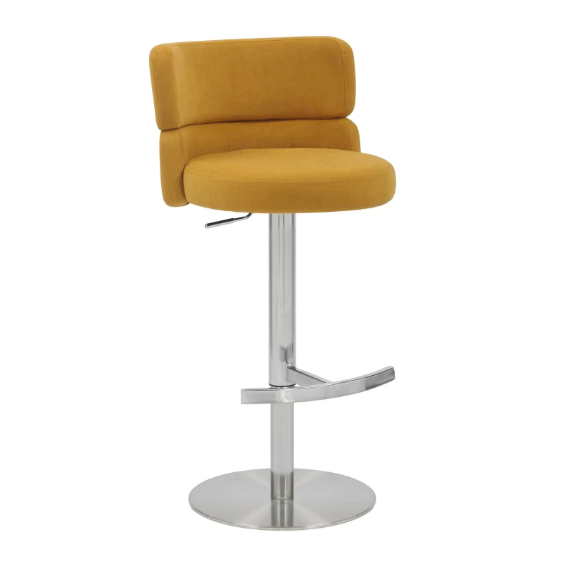 Image of Shankar Mason Brushed Velvet Brushed Steel Base Bar Stool Mustard unisex 50x109x48