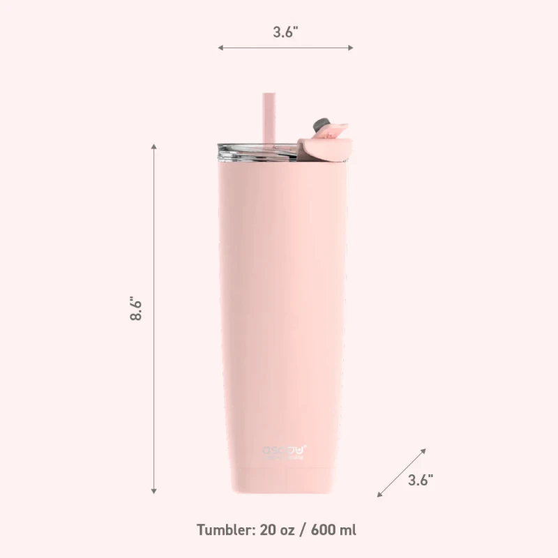 Image of asobu Aqualina Stainless Steel Insulated Tumbler 600ml Pink Pink unisex