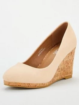 Image of Wallis Platform Wedge Court Shoe - Natural, Size 4, Women