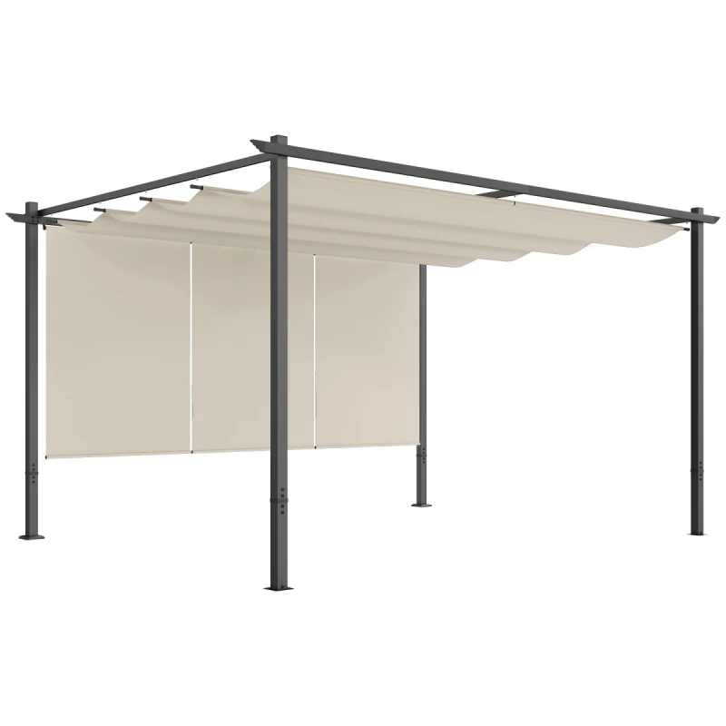 Image of Outsunny 3 X 4m Metal Pergola With Retractable Roof And Roller Shade - Beige TJ Hughes 5063603828537