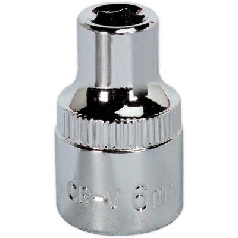 Image of Loops 6mm Forged Steel Drive Socket - 3/8" Square Drive - Polished Chrome Vanadium Metallics