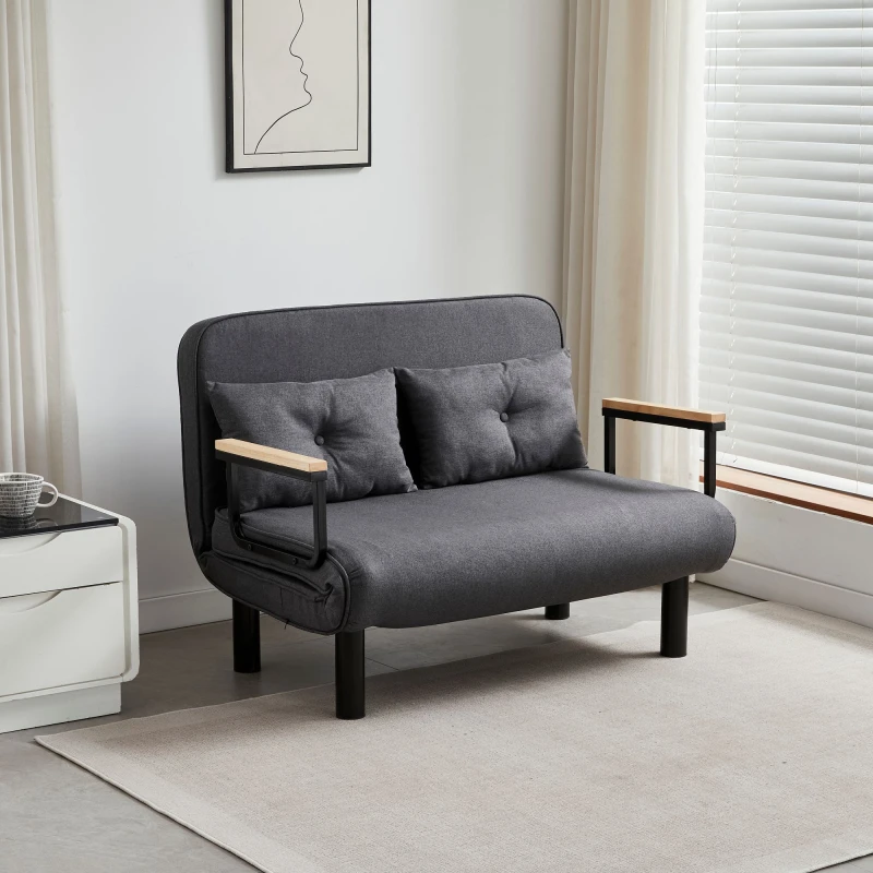 Image of MCC Direct 4 in 1 Folding Double Sofa Bed Convertible Lounge Sleeper Chair with Adjustable Backrest & Large Cushion Grey Grey Unisex