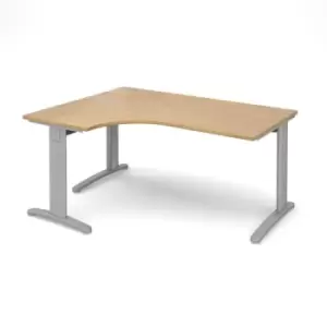 Image of Office Desk Left Hand Corner Desk 1600mm Oak Top With Silver Frame 1200mm Depth TR10 TDEL16SO