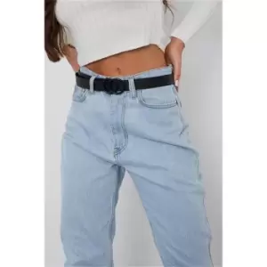 Image of I Saw It First Black Matte Buckle Double Circle Belt - Black