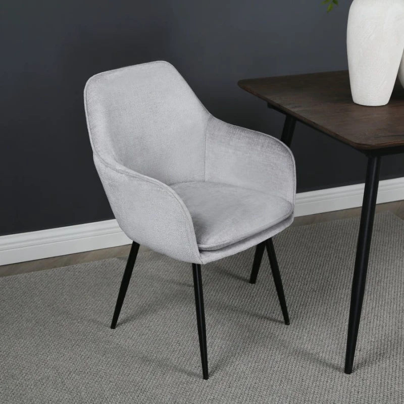 Image of Muse - Accent Chair In Woven Yarn Fabric Upholstery With Black Leggrey