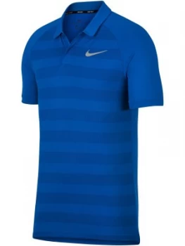 Image of Mens Nike Momentum Stripe Polo Blue