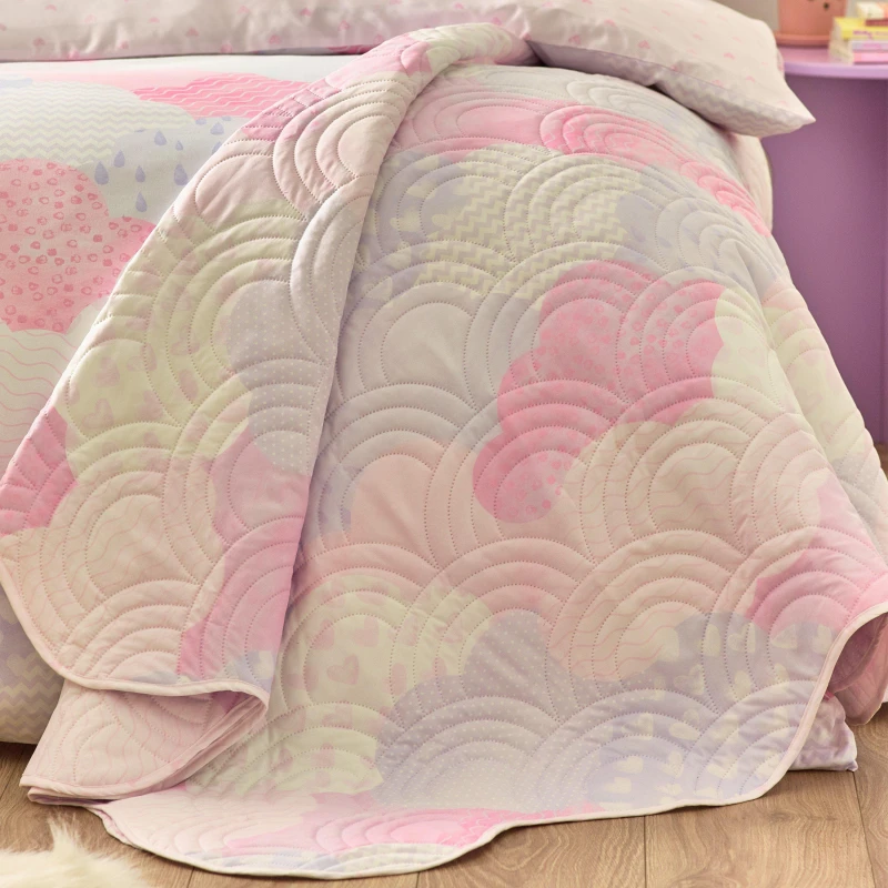 Image of Catherine Lansfield Soft As A Cloud Quilted 150cm x 200cm Bedspread Set Pink