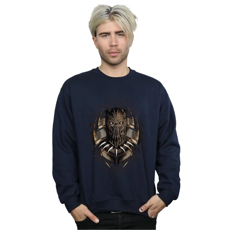 Image of Marvel Marvel Men Black Panther Gold Killmonger Sweatshirt in Navy Size: Small Navy S Male 5057736586273