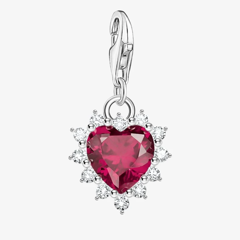 Image of THOMAS SABO Silver Ruby Red & CZ Heart Charm