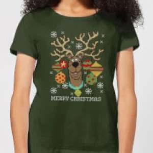 Image of Scooby Doo Womens Christmas T-Shirt - Forest Green - S