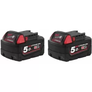 Image of Milwaukee - M18B5 18V 5.0Ah Redlithium-Ion Slide Battery (Twin Pack)
