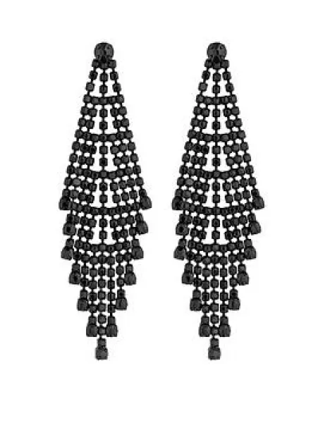 Image of Black Diamante Shower Drop Earrings