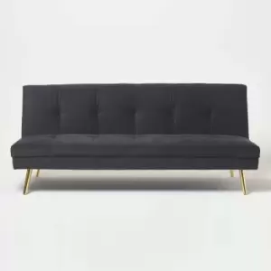 Image of Laurie Velvet Click Clack Sofa Bed, Black - Black - Homescapes