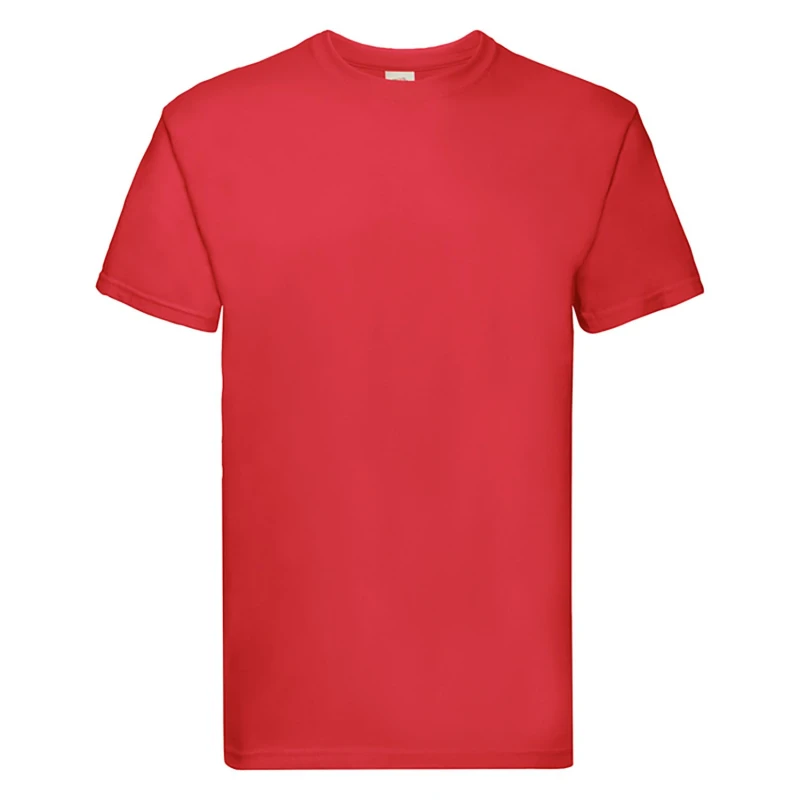 Image of Fruit Of The Loom Fruit of the Loom Men Super Premium Short Sleeve Crew Neck T-Shirt in Red Size: Small Red S Male 5055747628838