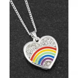 Image of Colourful Rainbow Silver Plated Sparkle Disk Necklace