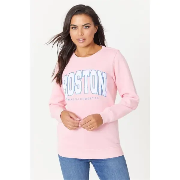 Image of Be You Boston Slogan Sweat - Pink 12