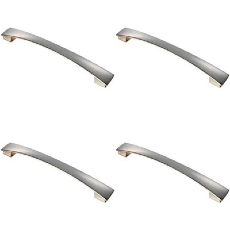 Image of Loops 4x Curved Bow Pull Handle 218.5 x 26mm 192mm Fixing Centres Satin Nickel Metallics unisex