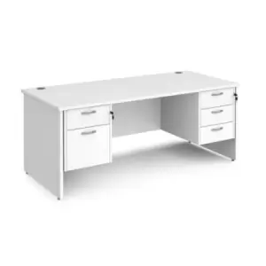 Image of Office Desk Rectangular Desk 1800mm With Double Pedestal White Top And Panel End Leg 800mm Depth Maestro 25 MP18P23WH