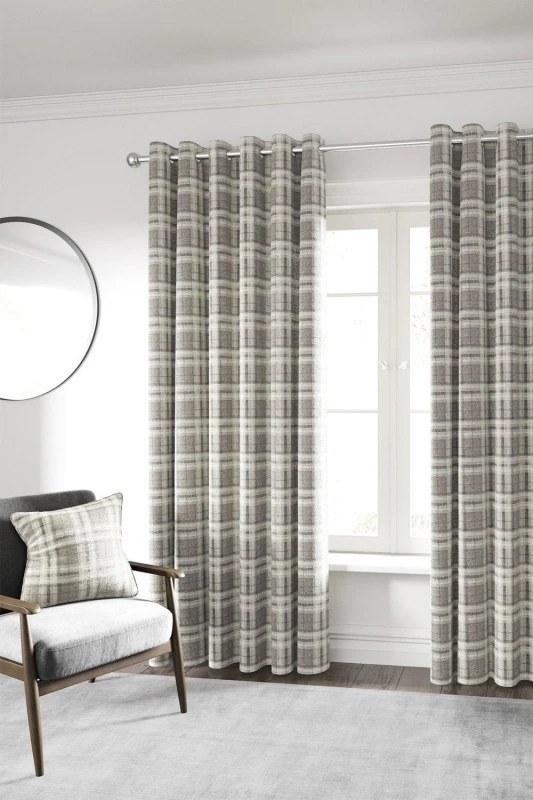 Image of Helena Springfield Helena Springfield 'Harriet' Woven Lined Curtains in Light Brown Size: 167cm width x 183cm drop Light Brown 167cm width x 183cm d