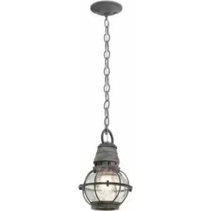 Image of Outdoor IP44 1 Bulb Chain Lantern Weathered Zinc LED E27 60W d01628