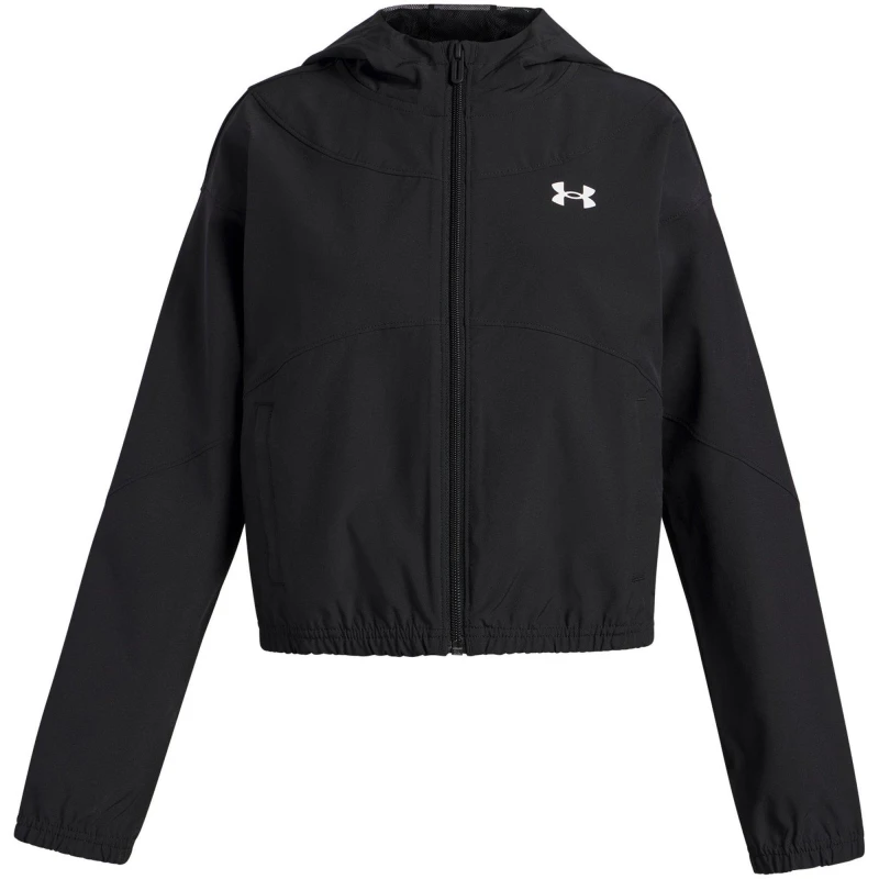 Image of Under Armour Kids Woven Pull Over Hoodie Black/White female 7-8 (S)