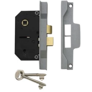 Image of Union 2242 2 Lever Mortice Rebated Sashlock Silver Enamel 65.5mm 2.5" Visi