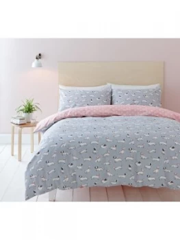 Image of Cath Kidston Mono Dog 100 percent Cotton 200 Thread Count Duvet Cover Set - Double