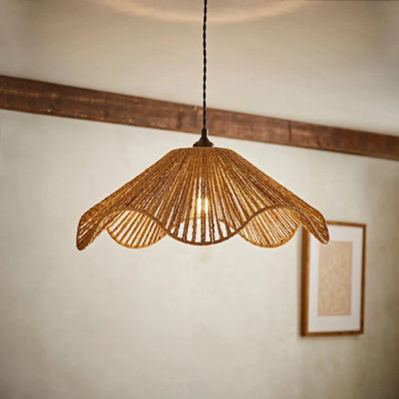 Image of ValueLights ValueLights Farai Natural Woven Rope Wavy Easy Fit Ceiling Pendant Lamp Shade Natural One Size Unisex 5016529274988